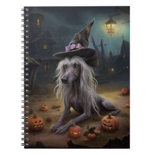 Chinese Crested Pumpkins Halloween Scary  Notebook