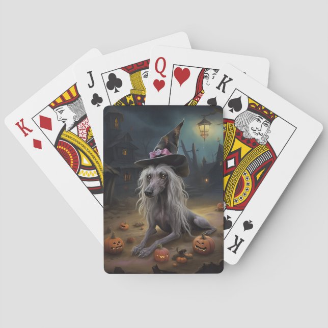 Chinese Crested Pumpkins Halloween Scary  Playing Cards (Back)