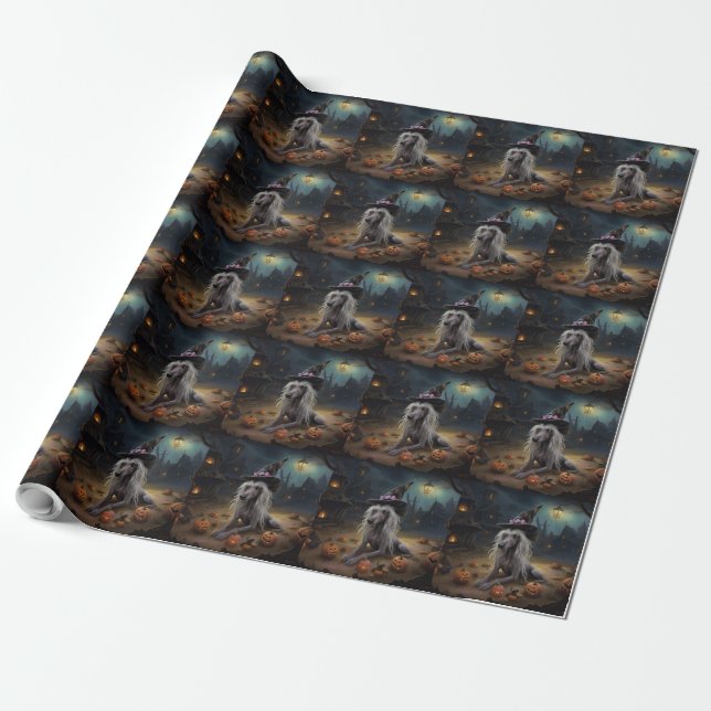 Chinese Crested Pumpkins Halloween Scary  Wrapping Paper (Unrolled)