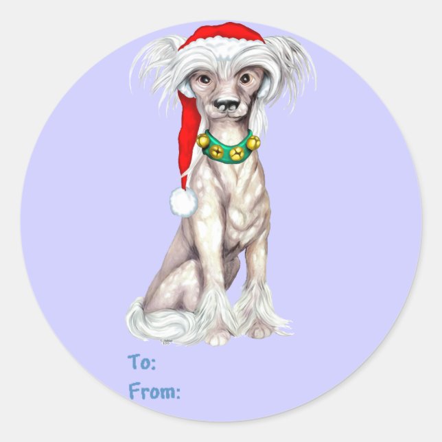 Chinese Crested Santa Gift Tags (Front)