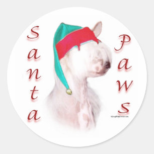 Chinese Crested Santa Paws Classic Round Sticker