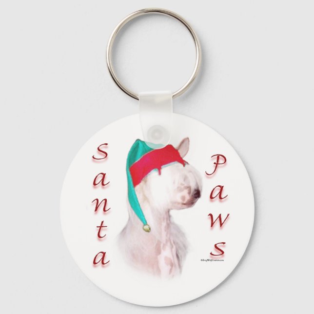 Chinese Crested Santa Paws Key Ring (Front)