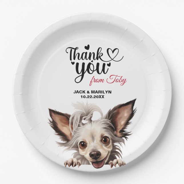 Chinese Crested Wedding Reception Paper Plate (Front)