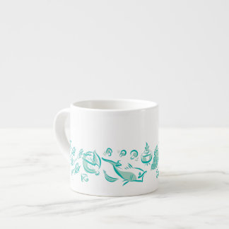 Chinese Cuisine Ink Drawing Espresso or Tea Cup