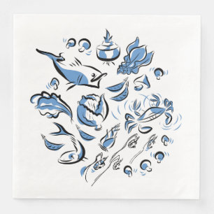 Chinese Cuisine Ink Drawing Paper Napkin