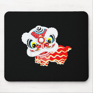 Chinese Cute Traditional Dancing Lion Art Happy Ne Mouse Pad