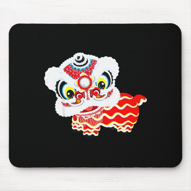 Chinese Cute Traditional Dancing Lion Art Happy Ne Mouse Pad (Front)