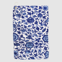 Chinese Dark navy blue floral pattern on white