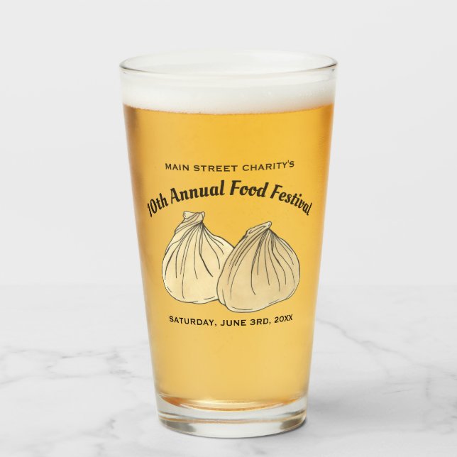 Chinese Dim Sum Shumai Dumplings Food Festival Glass (Front Filled)