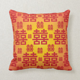 Chinese Double Happiness Good Fortune Wedding Cushion