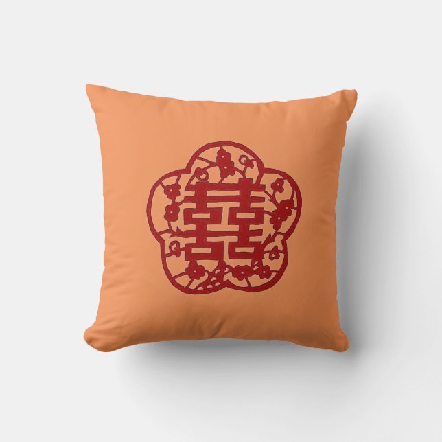 "Chinese Double Happiness Pillow" Cushion (Front)