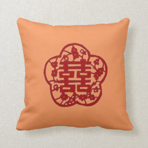 "Chinese Double Happiness Pillow" Cushion