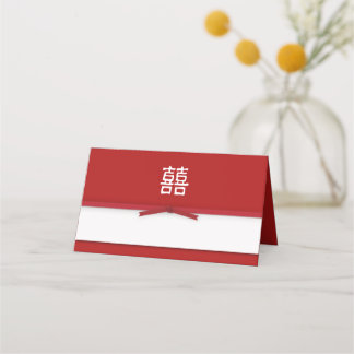 Chinese Double Happiness Red Table Escort Card