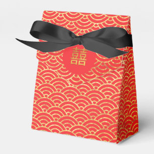 Chinese Double Happiness Wedding Money Gold Red Fa Favour Box