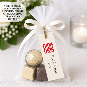 Chinese Double Happiness Wedding Tag (1x3 inch)