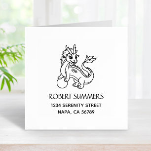 Chinese Dragon Address Rubber Stamp