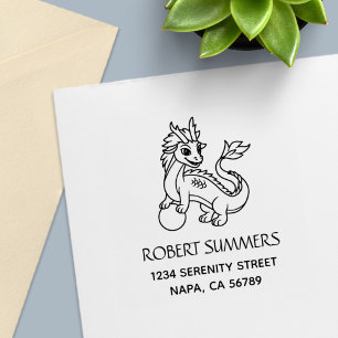 Chinese Dragon Address Self-inking Stamp