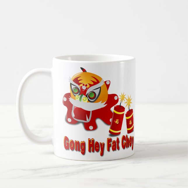 Chinese Dragon and Firecrackers Coffee Mug (Left)