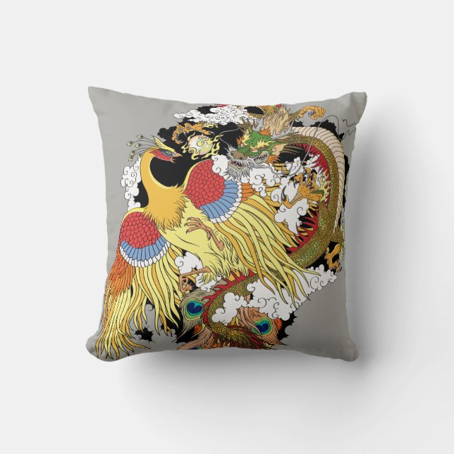 Chinese dragon and phoenix cushion (Front)