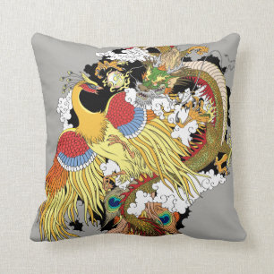 Chinese dragon and phoenix cushion