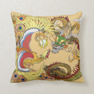 Chinese dragon and phoenix cushion