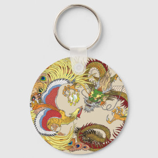 Chinese dragon and phoenix key ring