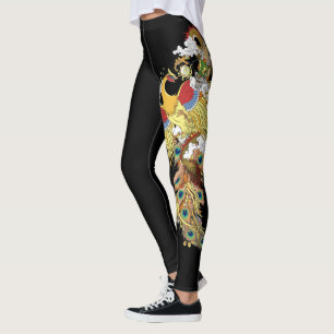 Chinese dragon and phoenix leggings