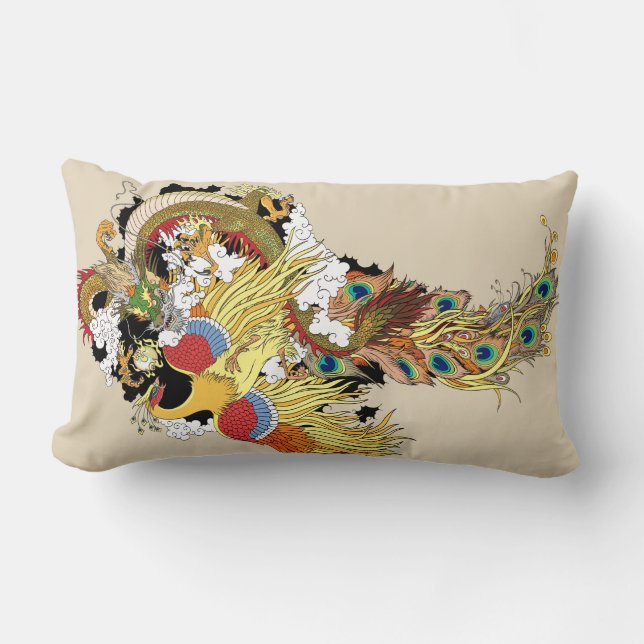 Chinese dragon and phoenix lumbar cushion (Front)