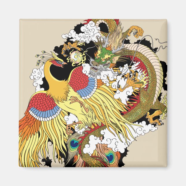 chinese dragon and phoenix magnet (Front)