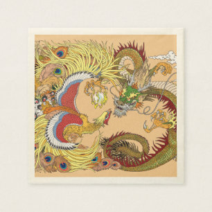 Chinese dragon and phoenix napkin