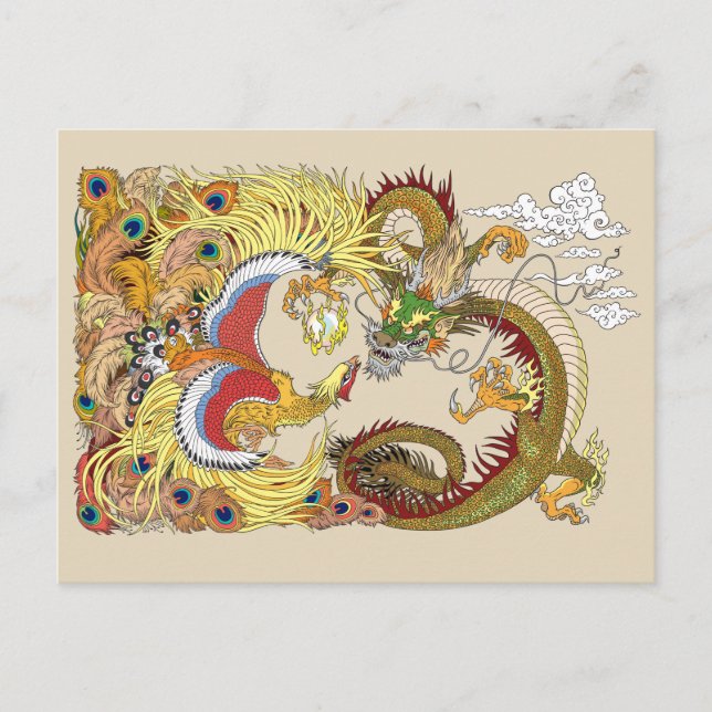Chinese dragon and phoenix postcard (Front)