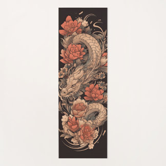 Chinese Dragon and Rose Flower Yoga Mat