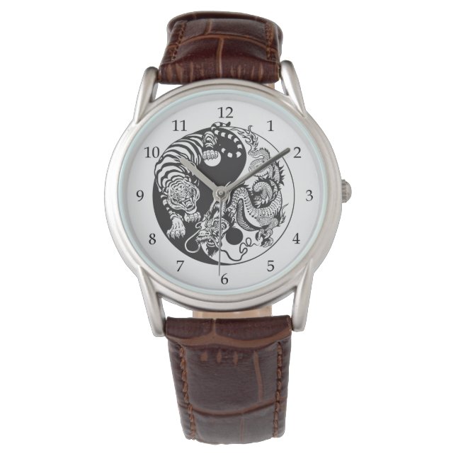Chinese Dragon and White Tiger Yin Yang Watch (Front)
