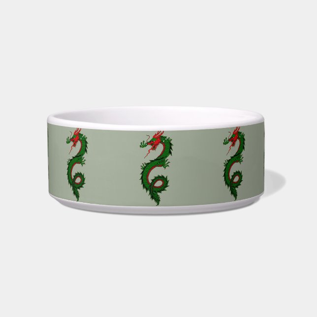chinese dragon cat food bowl  (Front)