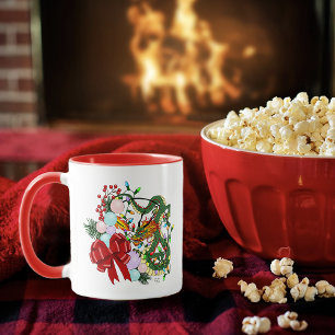 Chinese Dragon Christmas Wreath Mug