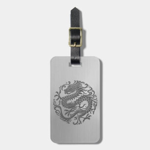 Chinese Dragon Circle with Stainless Steel Effect Luggage Tag