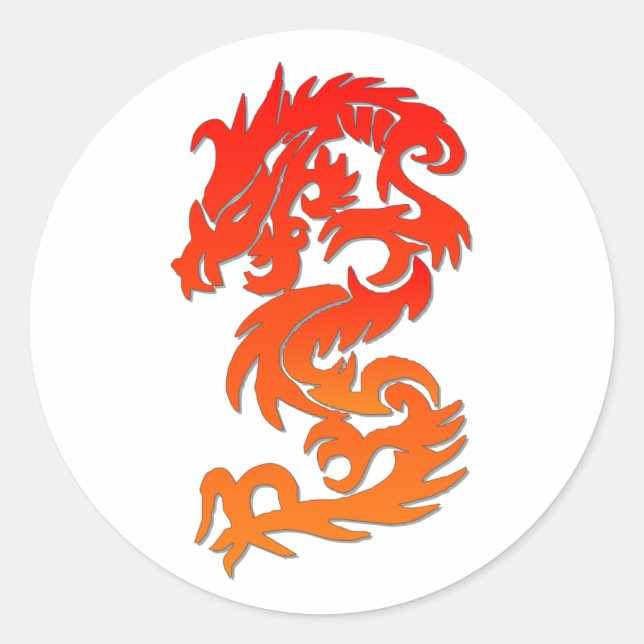 Chinese Dragon Classic Round Sticker (Front)