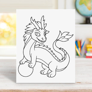 Chinese Dragon Coloring Page Poster