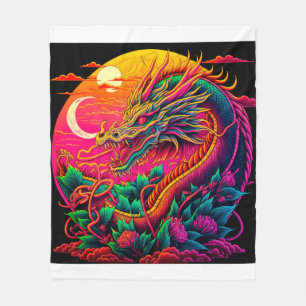 Chinese Dragon Colourful Neon Desin Fleece Blanket