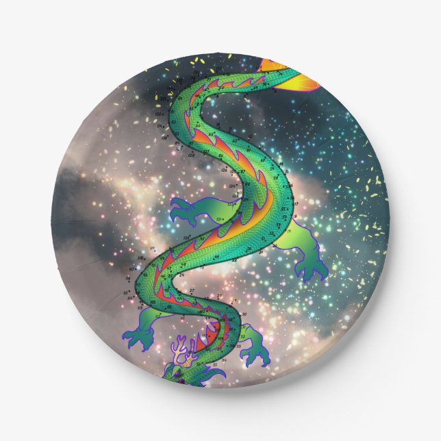 Chinese Dragon Connect  Paper Plate (Front)
