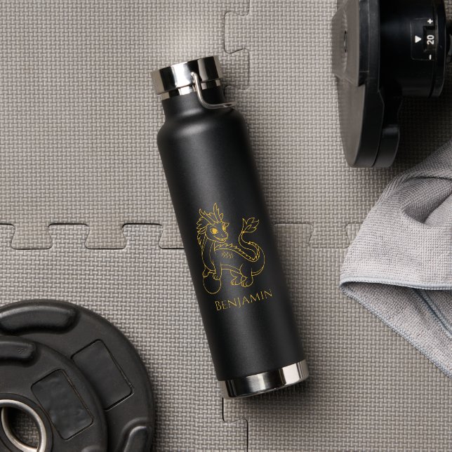 Chinese Dragon Custom Name Water Bottle (Gym (Rotated))