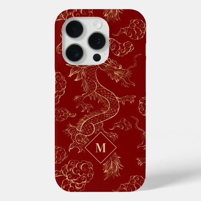 Chinese Dragon Gold and Dark Red Case-Mate iPhone Case (Back)