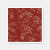 Chinese Dragon Gold and Dark Red