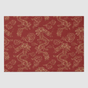 Chinese Dragon Gold and Dark Red Tissue Paper