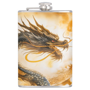 Chinese Dragon Hip Flask