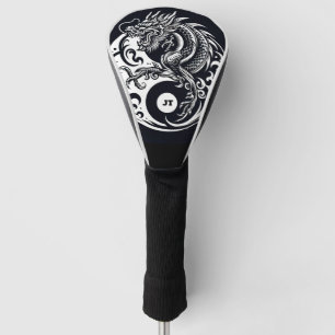 Chinese Dragon in Black and White Personalised Golf Head Cover