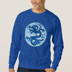 Chinese Dragon, Indigo Blue and White Sweatshirt