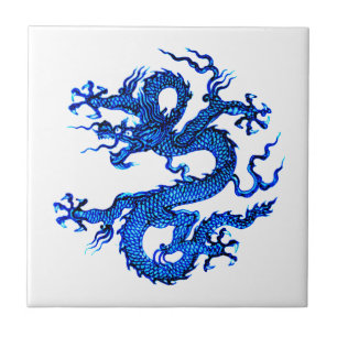 Chinese Dragon, Indigo Blue Ceramic Tile