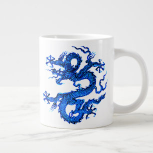 Chinese Dragon, Indigo Blue Large Coffee Mug