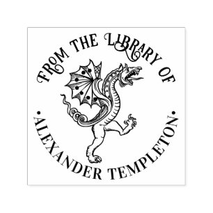 Chinese Dragon Loong #5 Round Library Book Name Self-inking Stamp